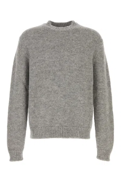 Jil Sander Melange Grey Alpaca Blend Sweater In Multi