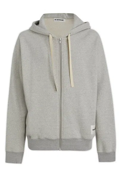 Jil Sander Melange Grey Cotton Sweatshirt In Gray