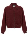 Jil Sander Mlange Wool Bomber Jacket In Burgundy