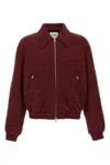 Jil Sander Mlange Wool Bomber Jacket In Burgundy