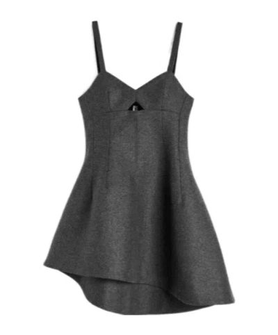 Jil Sander Melange Wool Bustier Dress In Gray