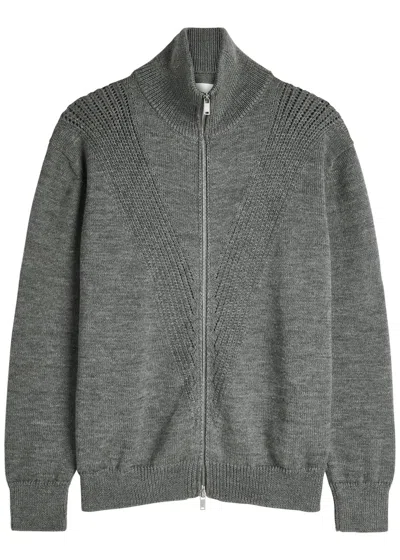 Jil Sander Melange Wool Cardigan In Gray