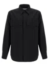 Jil Sander Structured Black Wool Shirt With Button Closure In Black