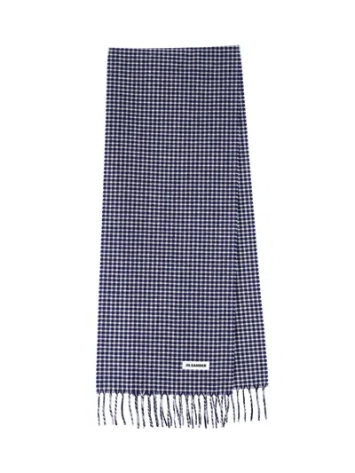 Jil Sander Men's 100% Virgin Wool Scarf In Blue