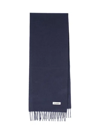 Jil Sander Men's 100% Virgin Wool Scarf In Blue