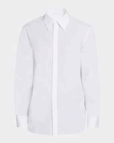 Jil Sander Men & Apos;s Concealed-placket Cotton Sport Shirt In White
