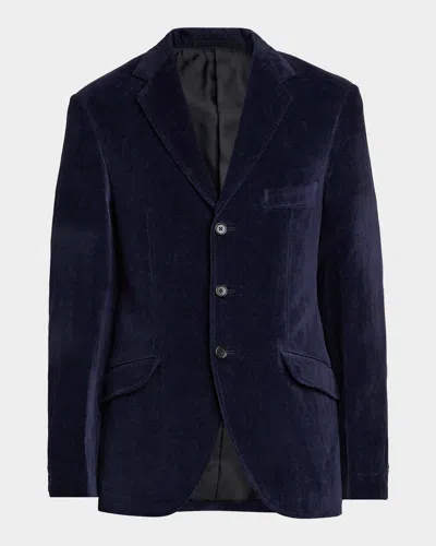 Jil Sander Men & Apos;s Velvet Single-breasted Jacket In Navy