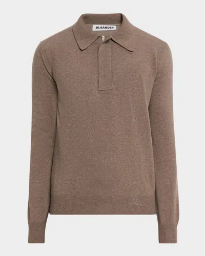 Jil Sander Ls Polo Shirt In Brown