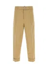 Jil Sander Cotton Blend Trousers Cuffed Hem In Brown