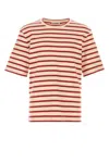 Jil Sander Striped-pattern Logo-patch T-shirt In Beige
