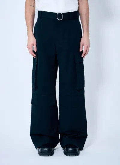 Jil Sander Men Belted Cargo Pants In Black