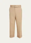 Jil Sander Men's Belted Straight-leg Cuffed Trousers In Clay