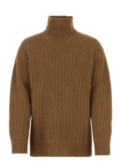 JIL SANDER MEN'S BISCUIT WOOL SWEATER