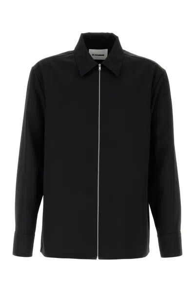 JIL SANDER JIL SANDER MEN BLACK GABARDINE SHIRT