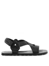 JIL SANDER MEN'S BLACK INTERWOVEN STRAP SANDALS FOR SS24