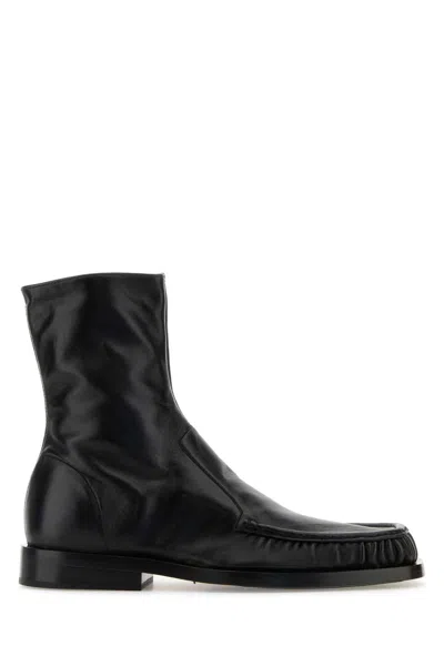Jil Sander Men Black Leather Ankle Boots