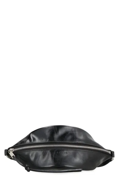 Jil Sander Men's Black Leather Crossbody Handbag With Adjustable Strap