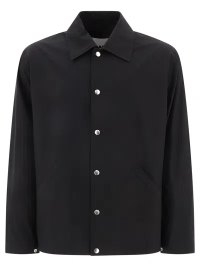 Jil Sander Men's Black Logo Print Jacket For A Stylish Look