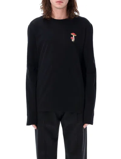 JIL SANDER MEN'S BLACK MUSHROOM LONG SLEEVE T-SHIRT FOR SS24