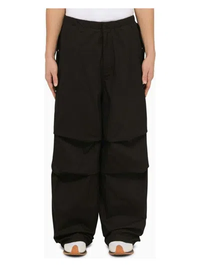 JIL SANDER MEN'S BLACK OVERSIZE COTTON TROUSERS