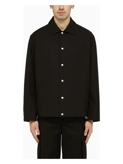 JIL SANDER MEN'S BLACK SHIRT-JACKET WITH LOGO