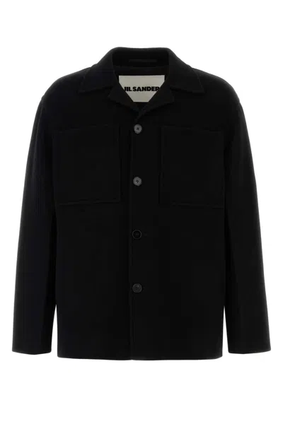 Jil Sander Point-collar Wool Cardigan In Black