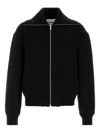 Jil Sander Black Wool Sweather With Zip Up Element In Black