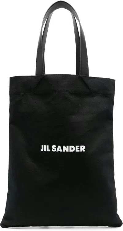 JIL SANDER MEN'S BOOK TOTE CANVAS SHOPPING BAG