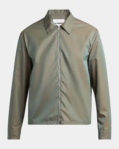 Jil Sander Men's Boxy-fit Glaze Effect Shirt Jacket In Green