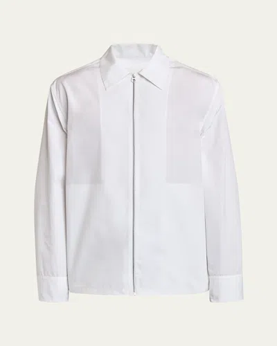Jil Sander Men's Boxy Full-zip Overshirt In Optic Whit