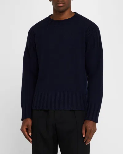 Jil Sander Men's Cashmere Crew Jumper In Indigo