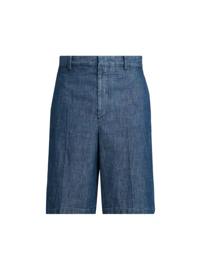 Jil Sander Men's Chambray Relaxed-fit Trouser-style Shorts In Blue