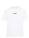 Jil Sander White T-shirt With Short Sleeves And Contrasting Logo Print In Cotton Man In Panna