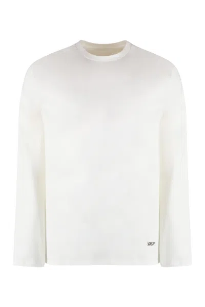 Jil Sander Black Ribbed Neckline Cotton T-shirt For Men In White
