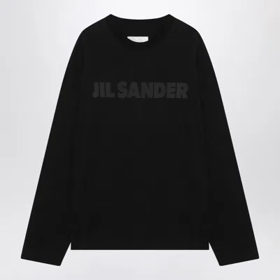 Jil Sander Relaxed-fit Cotton T-shirt With Tonal Logo Print In Black