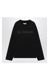 Jil Sander Men Black Long Sleeve T-shirt With Front Logo Print In Cotton Man In Black