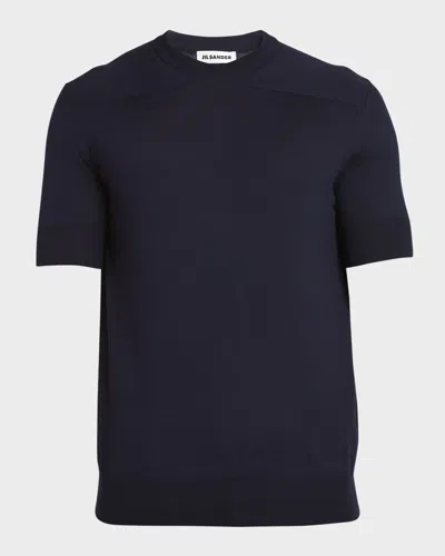 Jil Sander Men's Crewneck Virgin Wool Tee In Navy