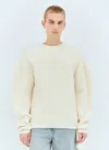 Jil Sander Ivory Cotton And Wool Sweater In Multicolor