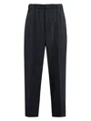 Jil Sander Cropped Tapered Blue Cotton Pants With Elastic Waistband In Blue