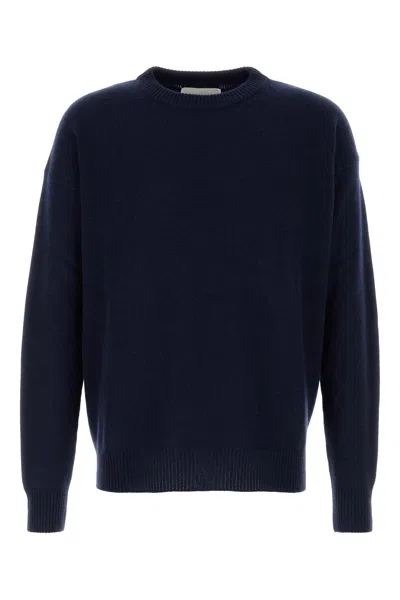 Jil Sander Men Dark Blue Cashmere Sweater In Black