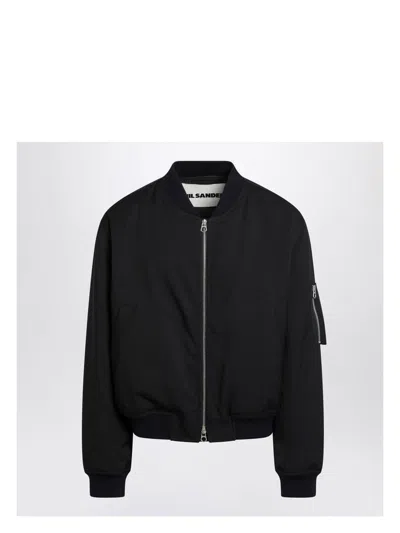 JIL SANDER MEN'S DARK ZIPPED BOMBER JACKET