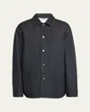 Jil Sander Men's Denim Overshirt With Leather Patch In Dark Blue