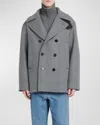 Jil Sander Men's Double-breasted Peacoat In Pebble
