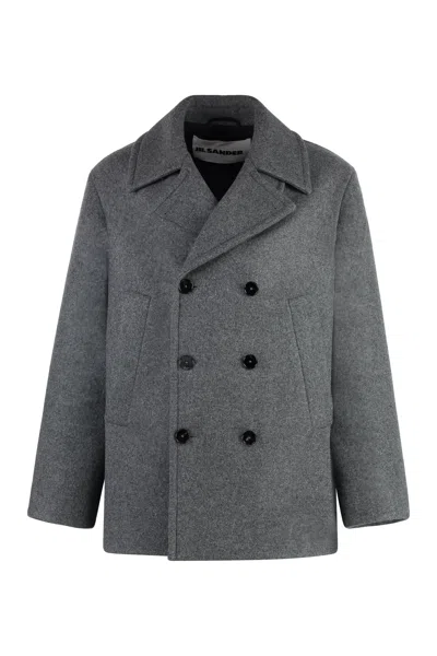 Jil Sander Double-breasted Wool Coat In Grey