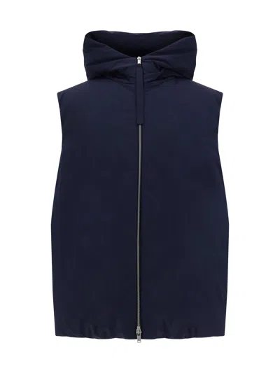 Jil Sander Men Down Vest In Blue