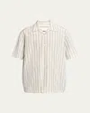 Jil Sander Men's Embroidered Stripe Camp Shirt In Neutral