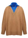 Jil Sander Zipper Detail Long Sleeve Knit Sweater In Brown