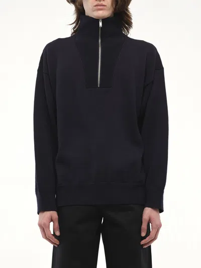 Jil Sander Men's High Neck With Zip Sweater In Black