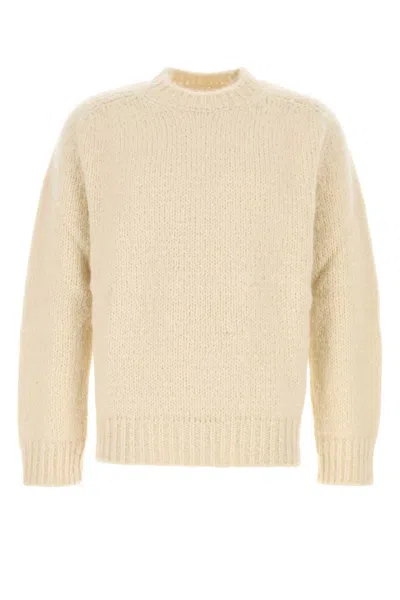 Jil Sander Cotton Crew Neck Sweater Long Sleeves In Neutral