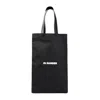 Jil Sander Black Tote Bag With Logo Print In Canvas Woman In Black